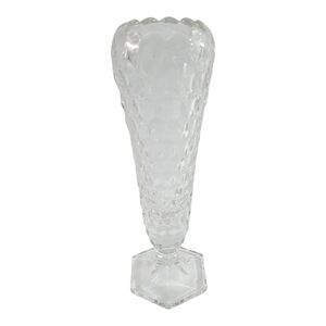 Clear Pressed Glass Bud Vase - Elegant Textured Design Fostoria American Crystal
